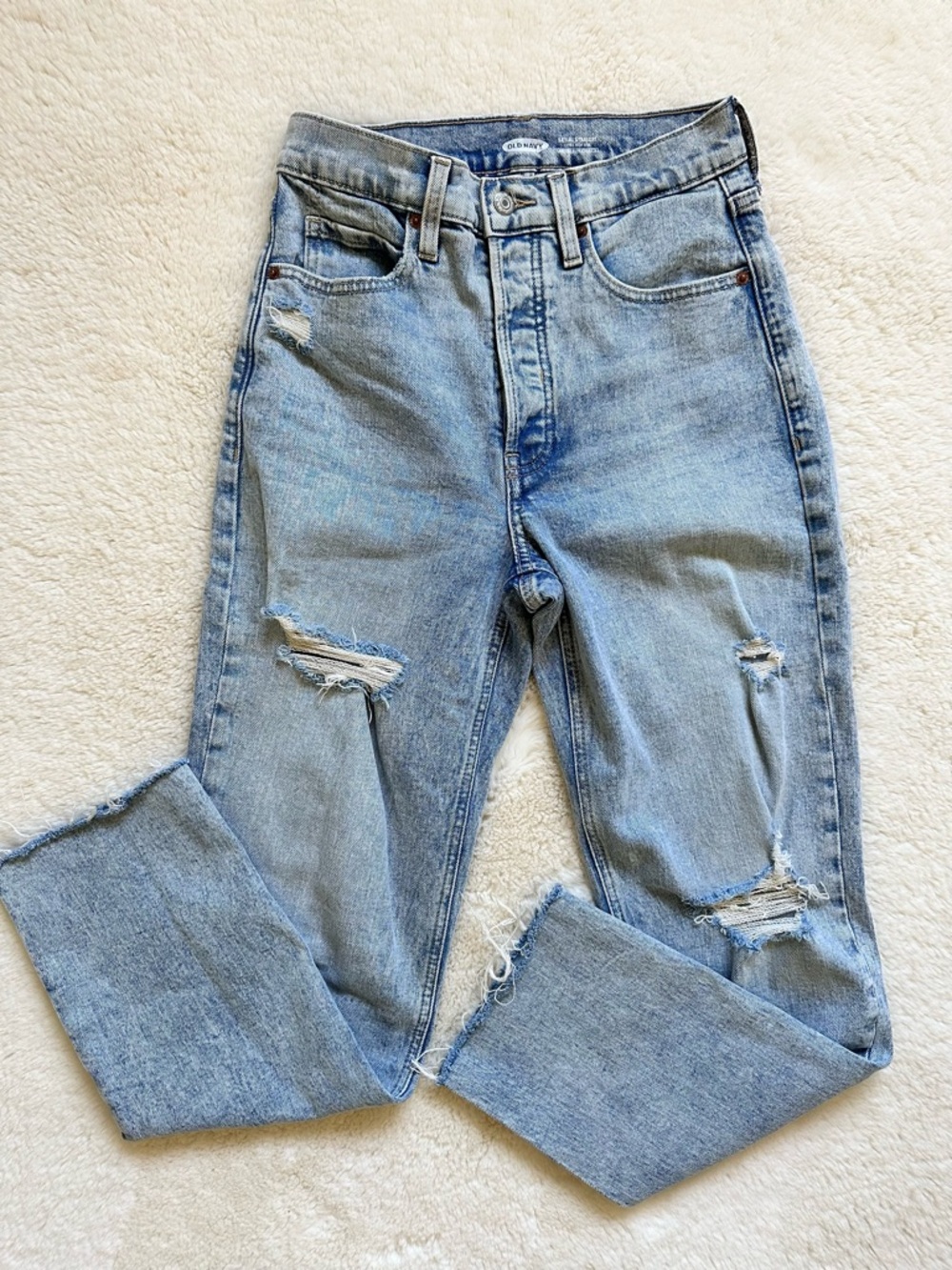 Old Navy Light Blue Denim Straight Leg Jeans Size 0